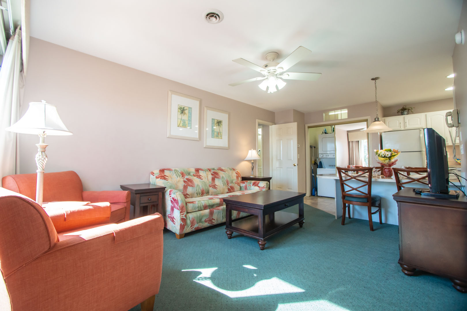 A spacious living room area at VRI's Club Ocean Villas II in Ocean City, Maryland.